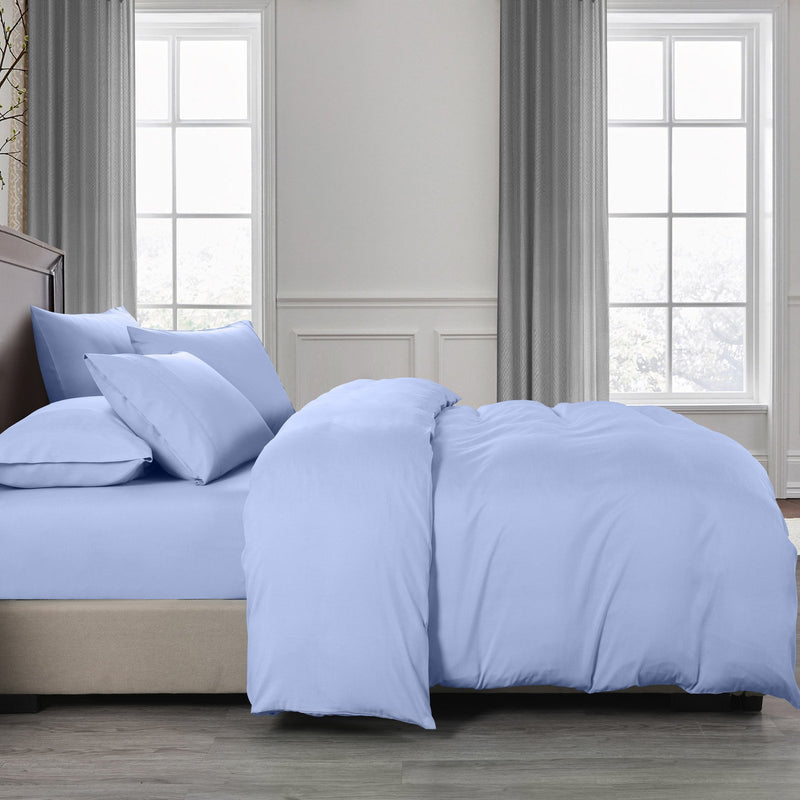 Royal Comfort 2000TC 6 Piece Bamboo Sheet & Quilt Cover Set Cooling Breathable Double Light Blue - Bedzy Australia - Home & Garden > Bedding