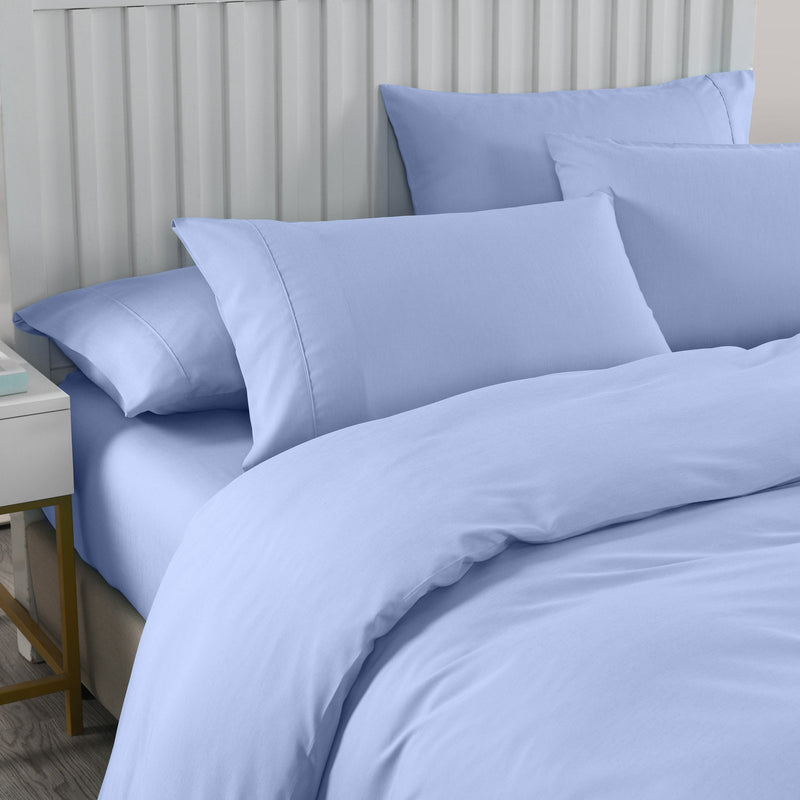 Royal Comfort 2000TC 6 Piece Bamboo Sheet & Quilt Cover Set Cooling Breathable Double Light Blue - Bedzy Australia