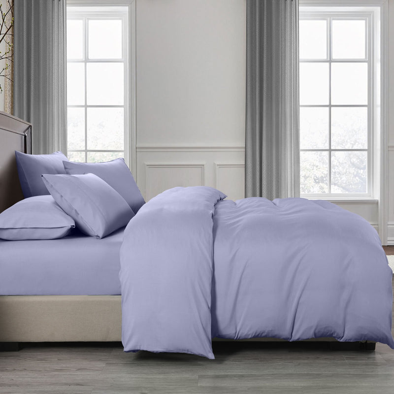 Royal Comfort 2000TC 6 Piece Bamboo Sheet & Quilt Cover Set Cooling Breathable Double Lilac Grey - Bedzy Australia