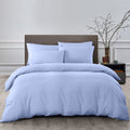 2000TC 6 Piece Bamboo Sheet & Quilt Cover Set Cooling Breathable Queen Light Blue