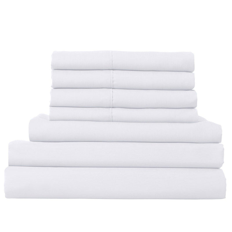 Royal Comfort 2000TC 6 Piece Bamboo Sheet & Quilt Cover Set Cooling Breathable Queen White - Bedzy Australia