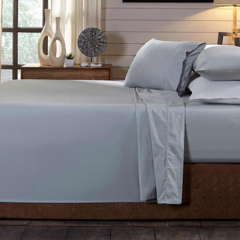 Royal Comfort 250TC Organic 100% Cotton Sheet Set 4 Piece Luxury Hotel Style Double Graphite - Bedzy Australia