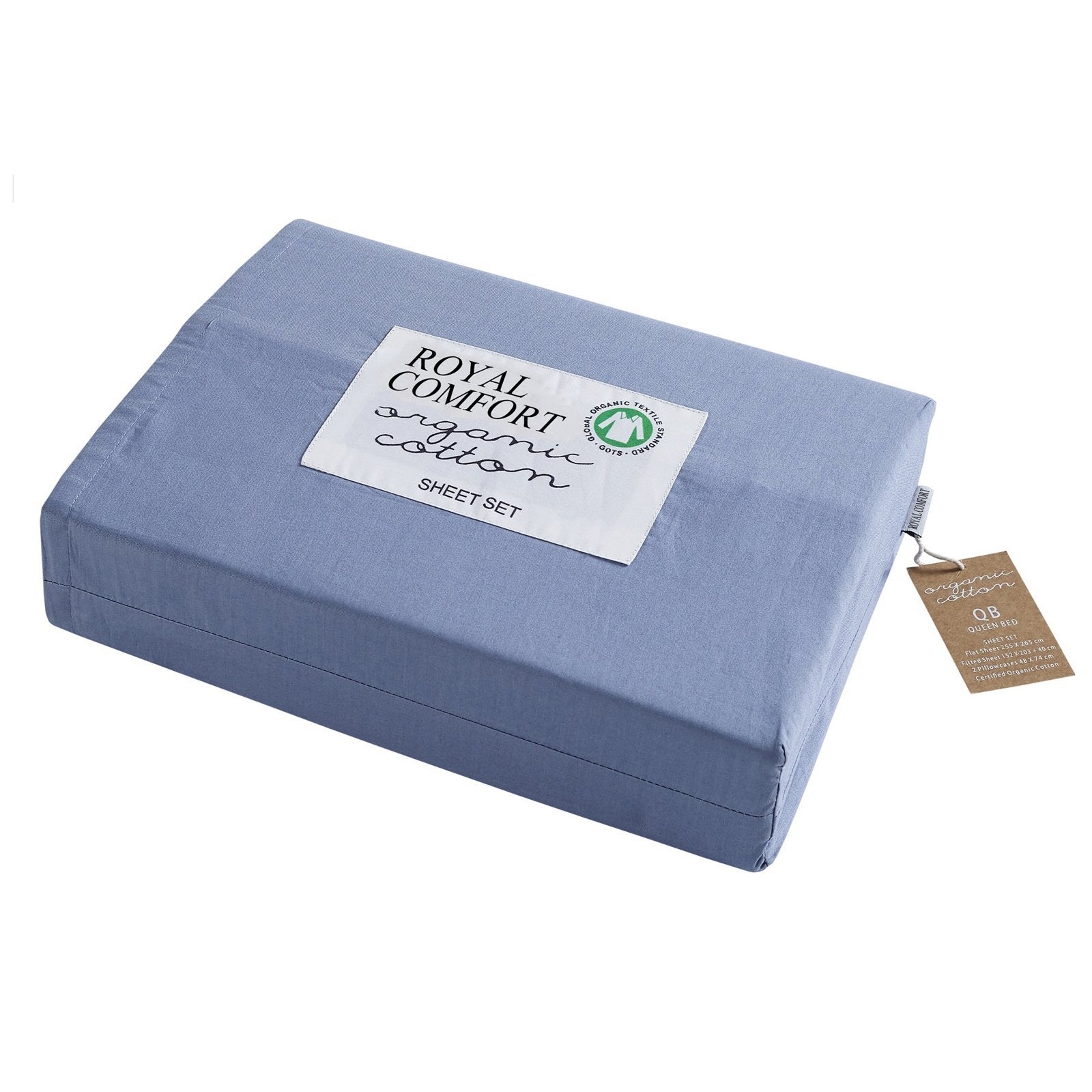 Royal Comfort 250TC Organic 100% Cotton Sheet Set 4 Piece Luxury Hotel Style Double Indigo - Bedzy Australia