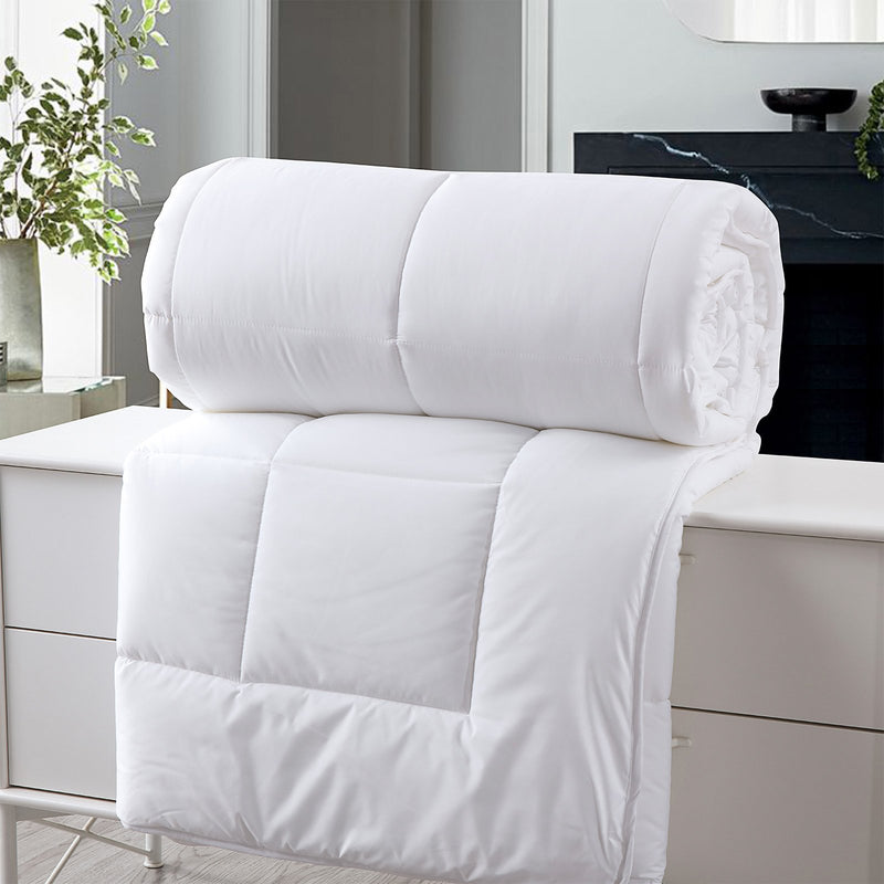 Royal Comfort 260GSM Deluxe Eco-Silk Touch Quilt 100% Cotton Cover Double White - Bedzy Australia
