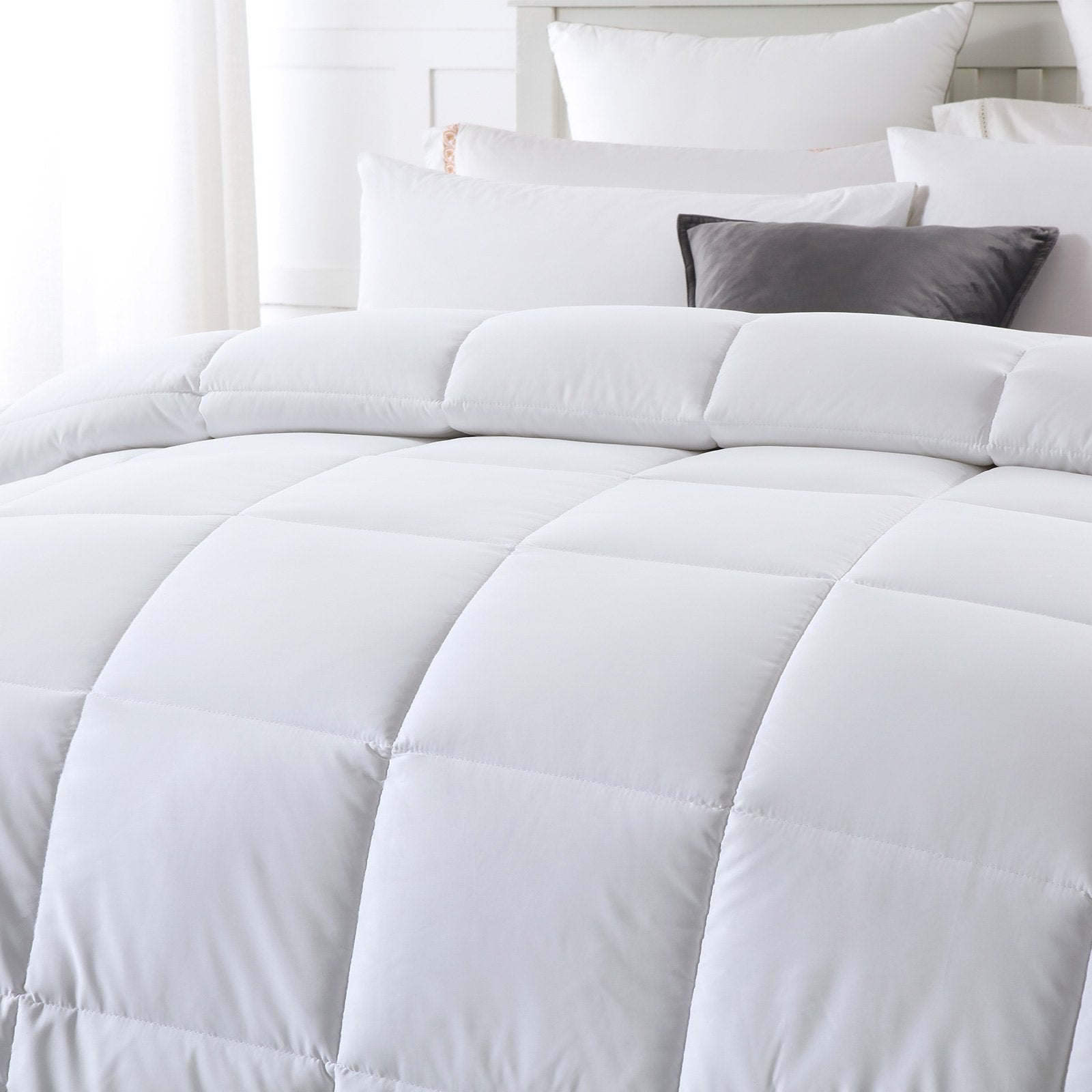 Royal Comfort 260GSM Deluxe Eco-Silk Touch Quilt 100% Cotton Cover Double White - Bedzy Australia
