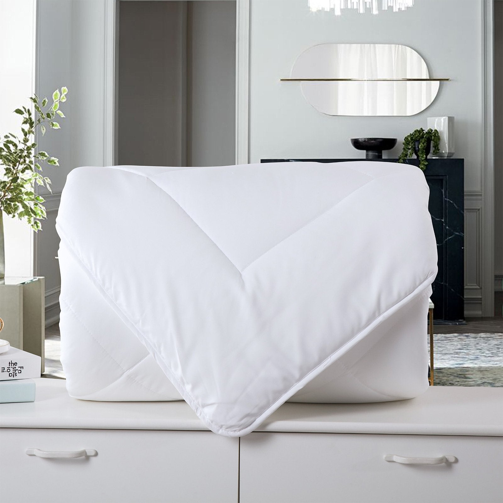 Royal Comfort 260GSM Deluxe Eco-Silk Touch Quilt 100% Cotton Cover Double White - Bedzy Australia