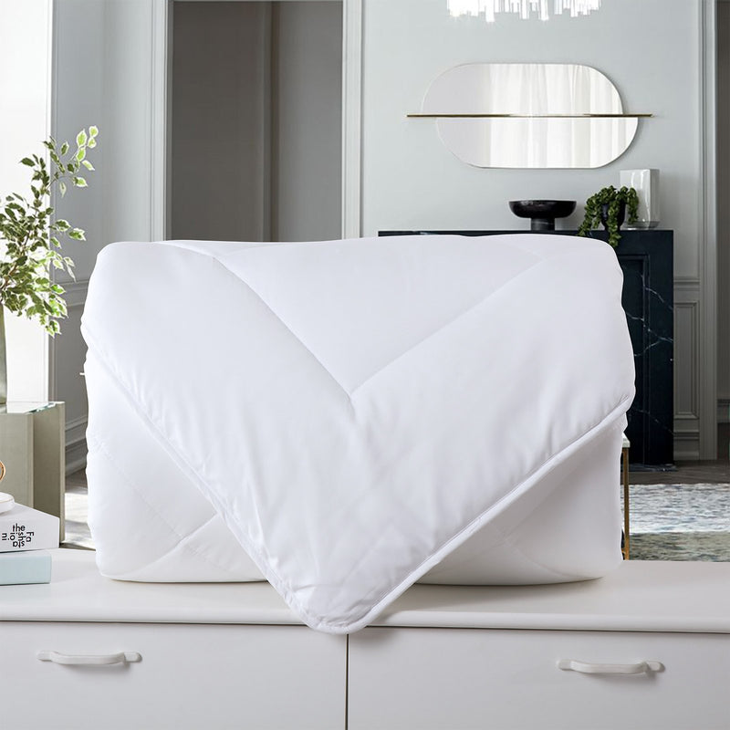 Royal Comfort 260GSM Deluxe Eco-Silk Touch Quilt 100% Cotton Cover Double White - Bedzy Australia