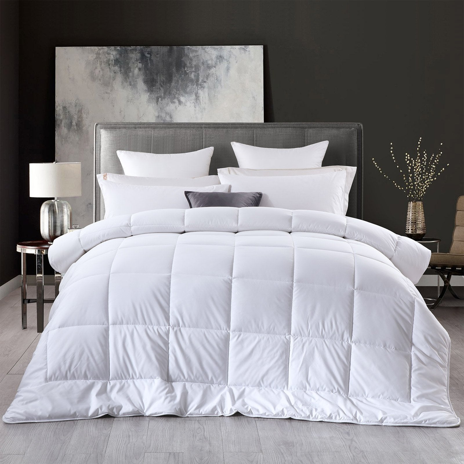 Royal Comfort 260GSM Deluxe Eco-Silk Touch Quilt 100% Cotton Cover Double White - Bedzy Australia