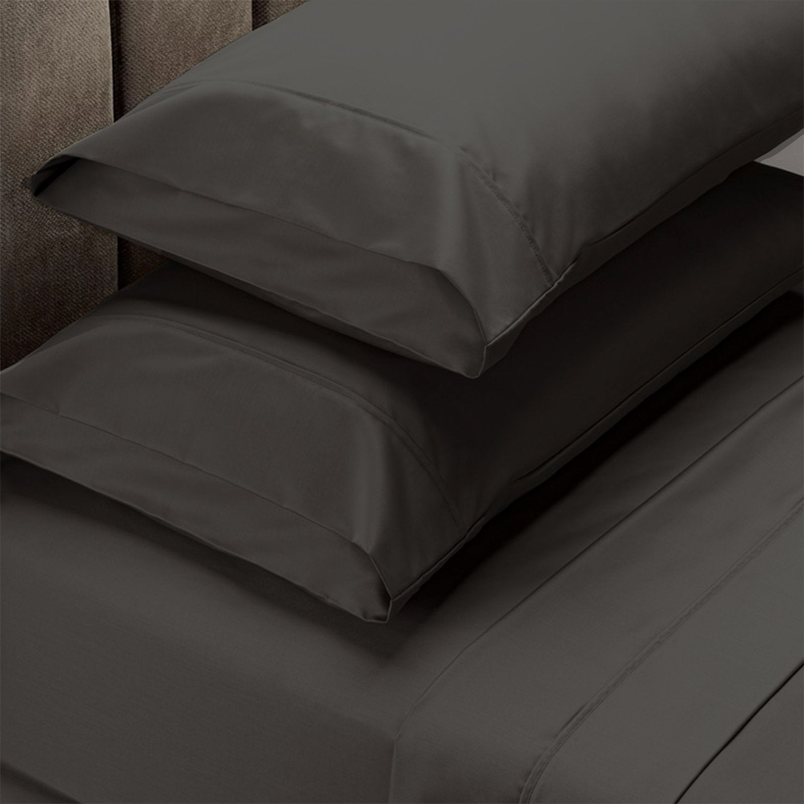 Royal Comfort 4 Piece 1500TC Sheet Set And Goose Feather Down Pillows 2 Pack Set King Dusk Grey - Bedzy Australia