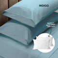 4 Piece 1500TC Sheet Set And Goose Feather Down Pillows 2 Pack Set King Indigo