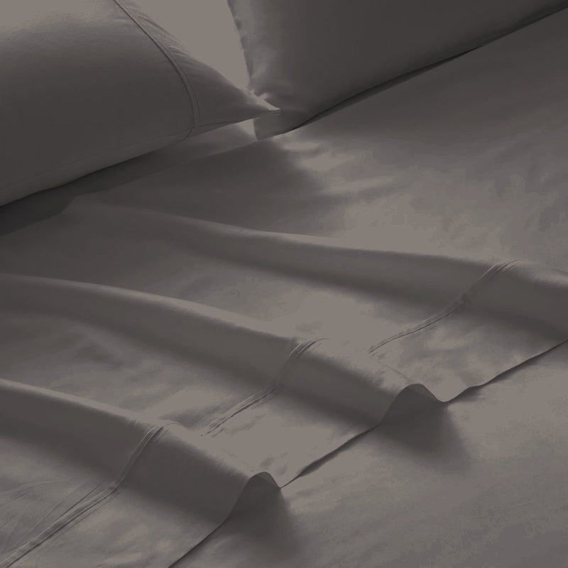 Royal Comfort 4 Piece 1500TC Sheet Set And Goose Feather Down Pillows 2 Pack Set King Stone - Bedzy Australia