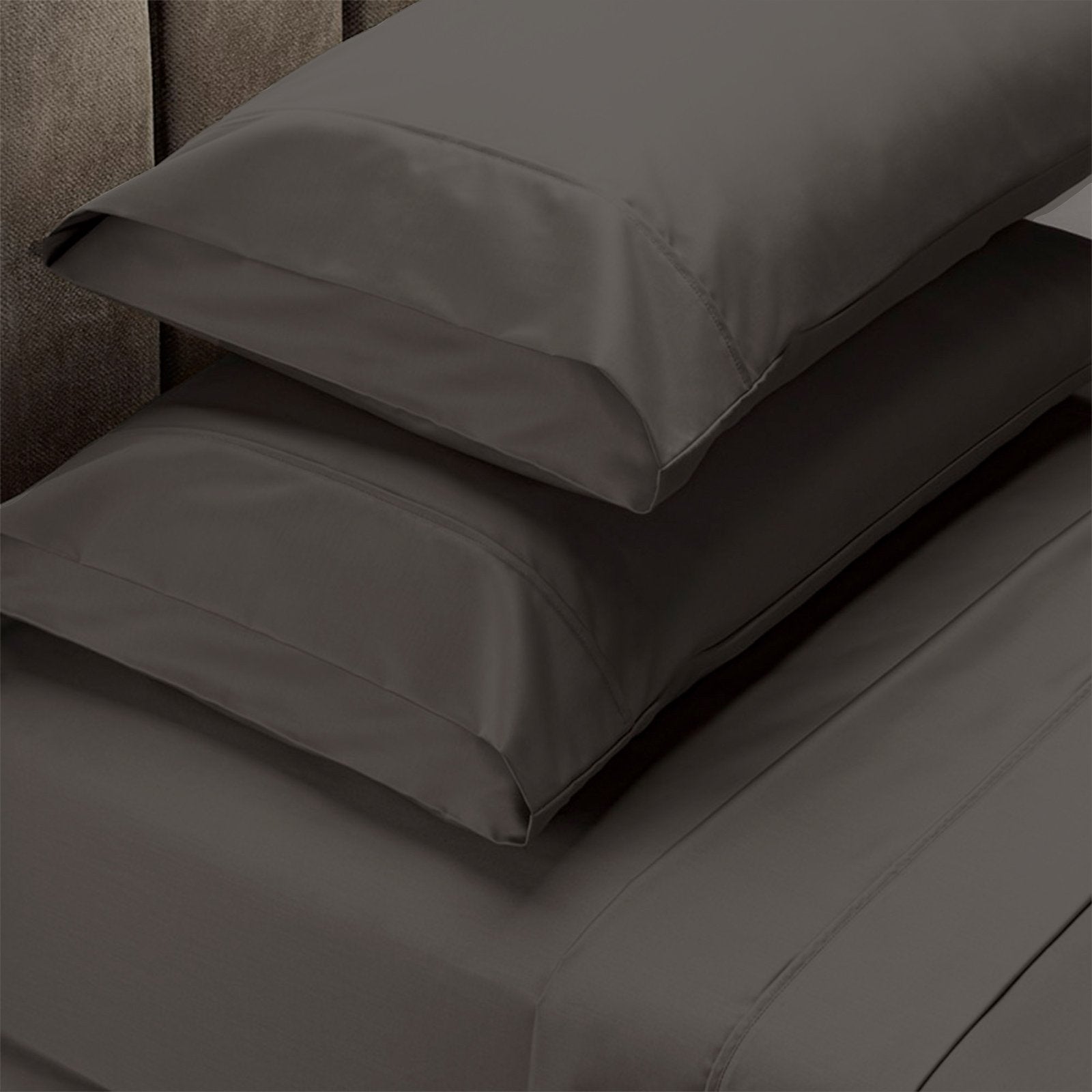 Royal Comfort 4 Piece 1500TC Sheet Set And Goose Feather Down Pillows 2 Pack Set King Stone - Bedzy Australia
