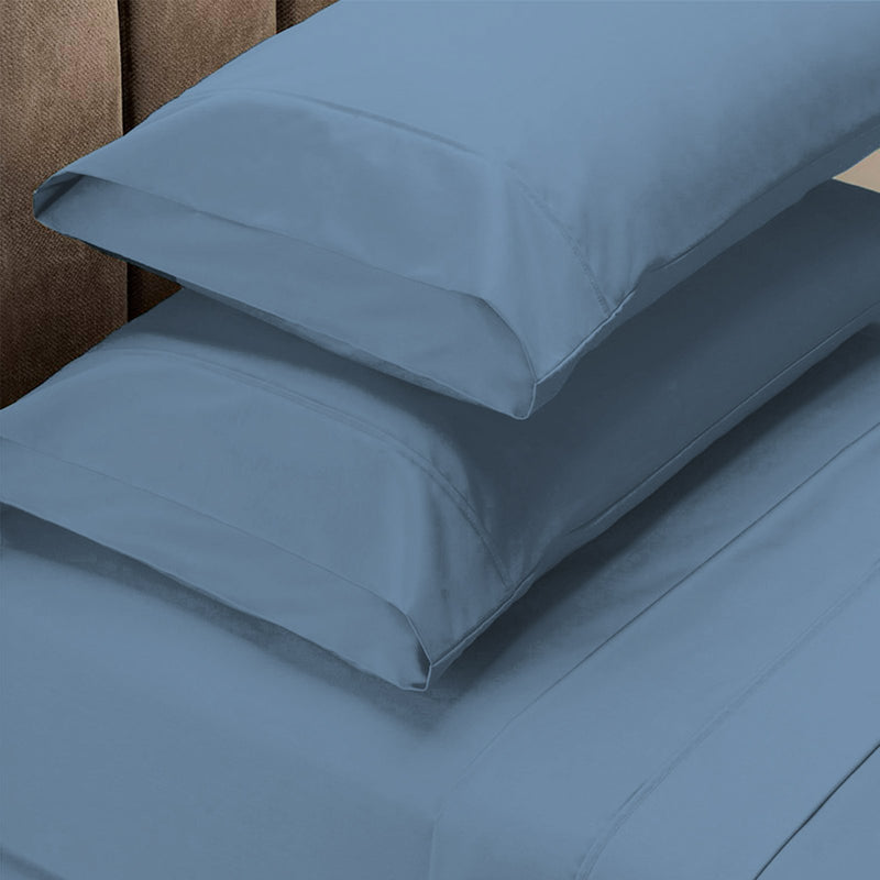 Royal Comfort 4 Piece 1500TC Sheet Set And Goose Feather Down Pillows 2 Pack Set Queen Indigo - Bedzy Australia