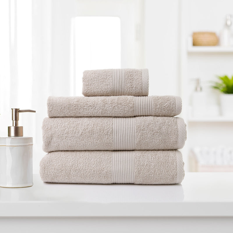 Royal Comfort 4 Piece Cotton Bamboo Towel Set 450GSM Luxurious Absorbent Plush Beige - Bedzy Australia