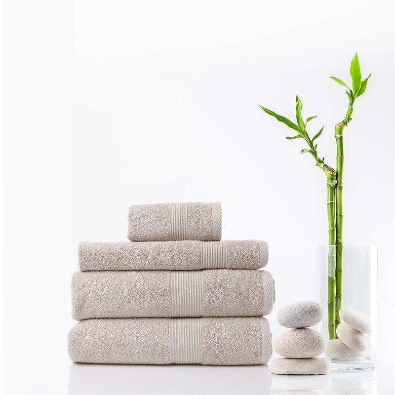 Royal Comfort 4 Piece Cotton Bamboo Towel Set 450GSM Luxurious Absorbent Plush Beige - Bedzy Australia