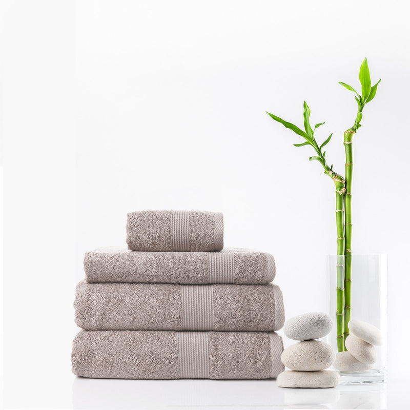 Royal Comfort 4 Piece Cotton Bamboo Towel Set 450GSM Luxurious Absorbent Plush Champagne - Bedzy Australia