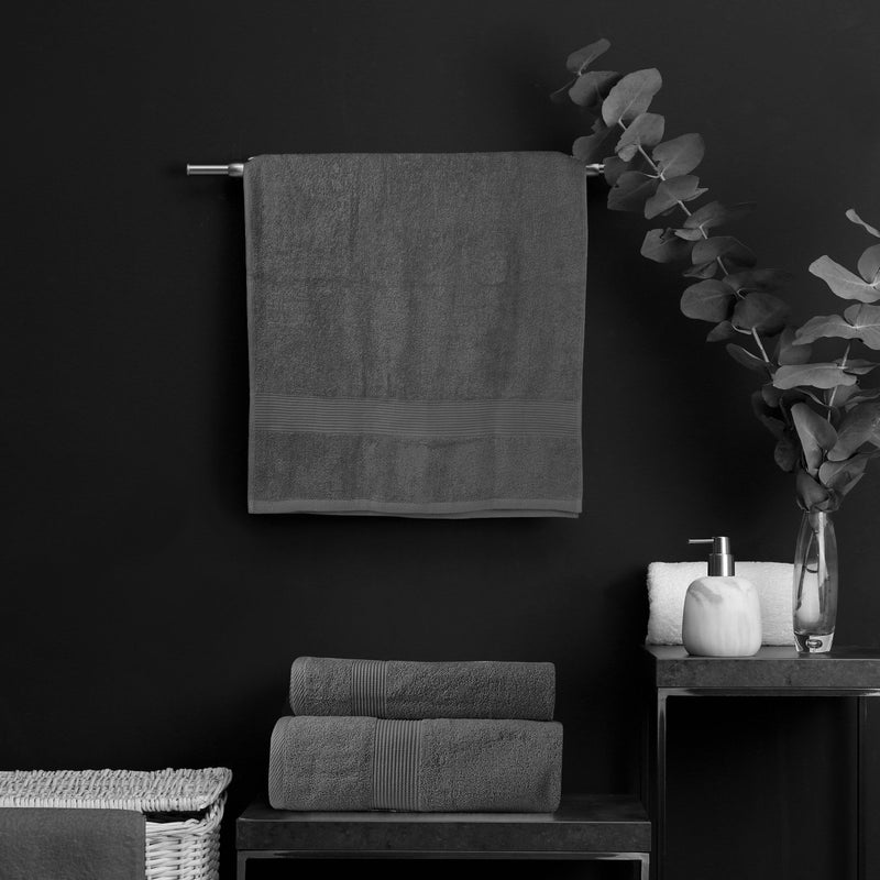 Royal Comfort 4 Piece Cotton Bamboo Towel Set 450GSM Luxurious Absorbent Plush Charcoal - Bedzy Australia