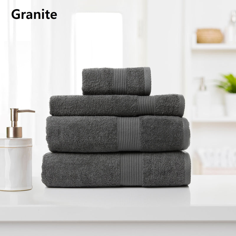 Royal Comfort 4 Piece Cotton Bamboo Towel Set 450GSM Luxurious Absorbent Plush Granite - Bedzy Australia