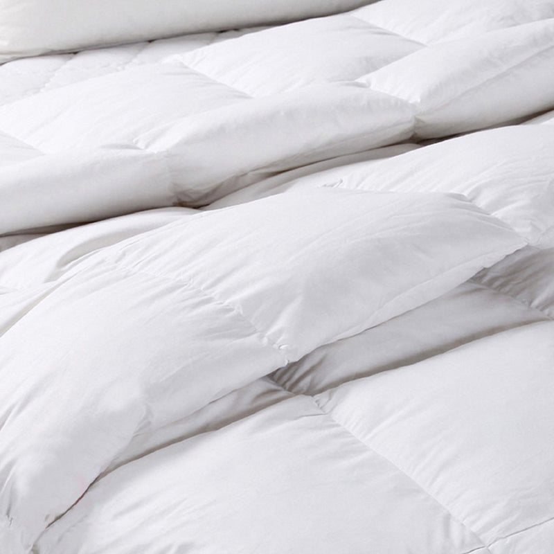 Royal Comfort 50% Goose Feather 50% Down 500GSM Quilt Duvet Deluxe Soft Touch Single White - Bedzy Australia