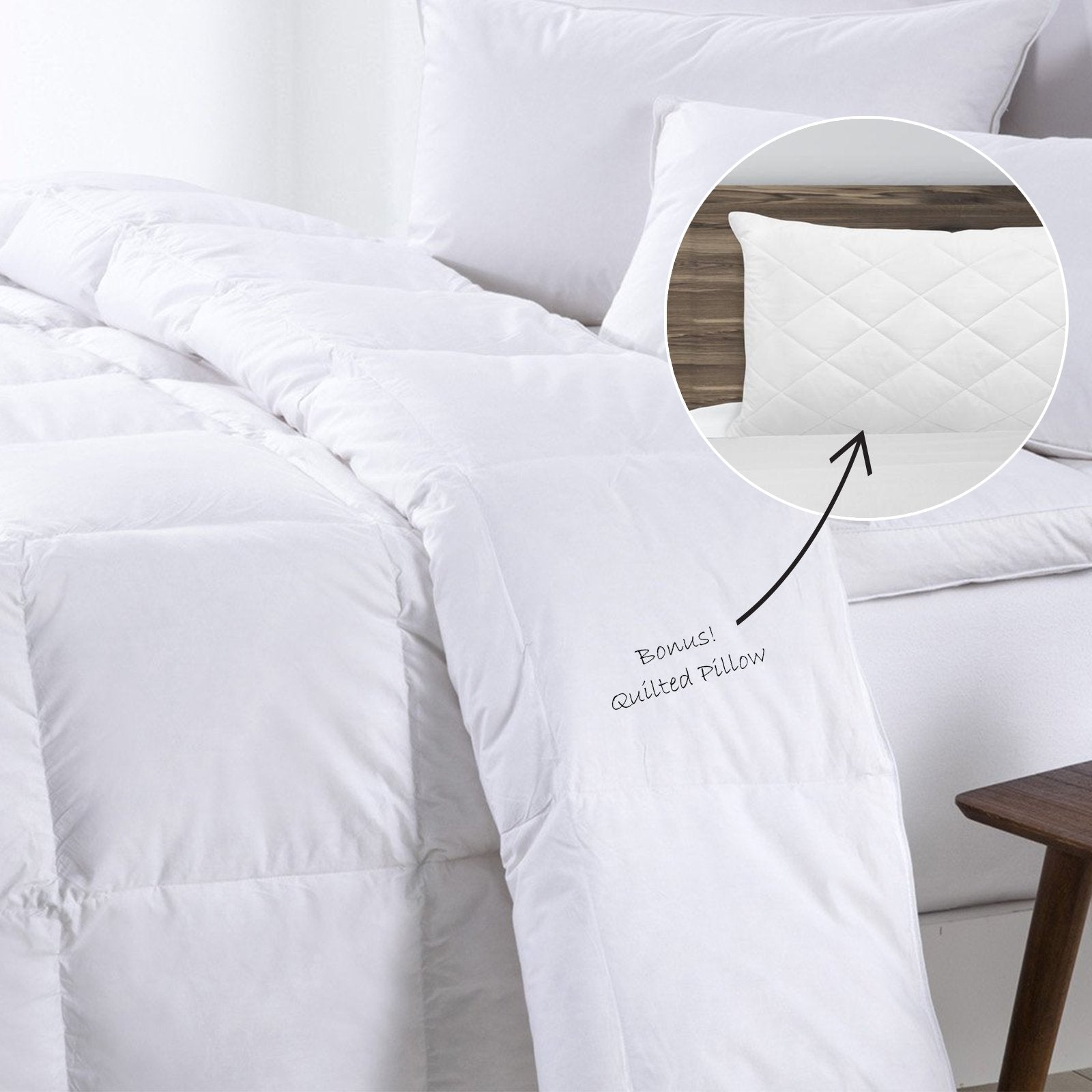 Royal Comfort 500GSM Goose Feather Down Quilt And Bamboo Quilted Pillow Set Double White - Bedzy Australia
