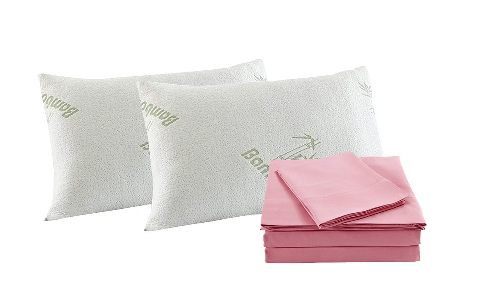 Royal Comfort Bamboo Blend Sheet Set 1000TC and Bamboo Pillows 2 Pack Ultra Soft King Blush - Bedzy Australia