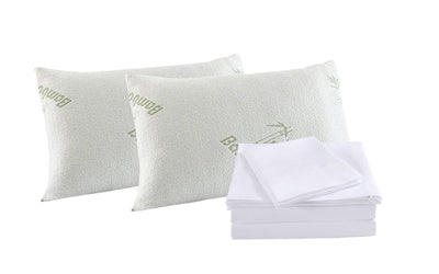Royal Comfort Bamboo Blend Sheet Set 1000TC and Bamboo Pillows 2 Pack Ultra Soft King White - Bedzy Australia