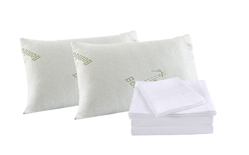 Royal Comfort Bamboo Blend Sheet Set 1000TC and Bamboo Pillows 2 Pack Ultra Soft King White - Bedzy Australia
