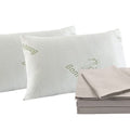 Bamboo Blend Sheet Set 1000TC and Bamboo Pillows 2 Pack Ultra Soft Queen Warm Grey