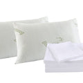Bamboo Blend Sheet Set 1000TC and Bamboo Pillows 2 Pack Ultra Soft Queen White