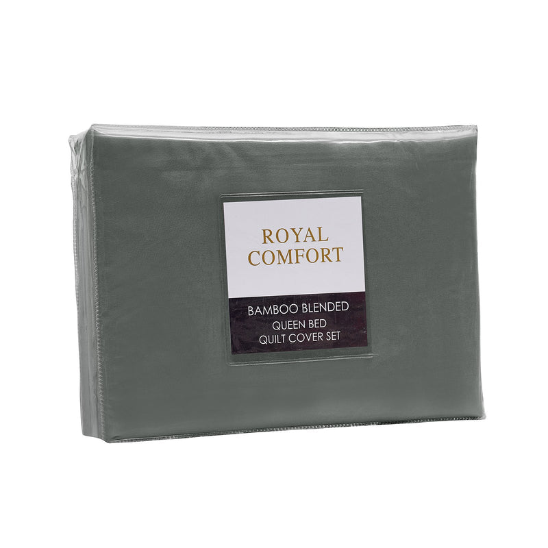 Royal Comfort Bamboo Blended Quilt Cover Set 1000TC Ultra Soft Luxury Bedding Queen Charcoal - Bedzy Australia (ABN 18 642 972 209) - Cheap affordable bedroom furniture shop near me Australia