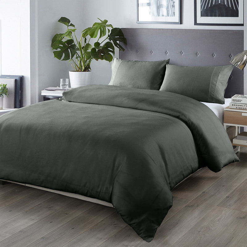 Royal Comfort Bamboo Blended Quilt Cover Set 1000TC Ultra Soft Luxury Bedding Queen Charcoal - Bedzy Australia (ABN 18 642 972 209) - Cheap affordable bedroom furniture shop near me Australia