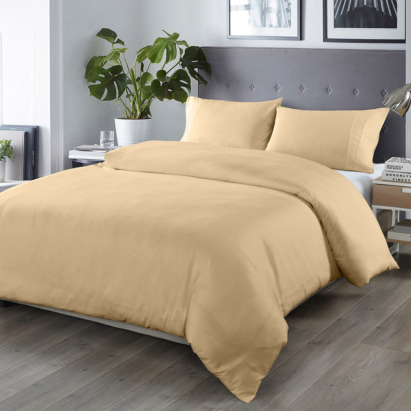 Royal Comfort Bamboo Blended Quilt Cover Set 1000TC Ultra Soft Luxury Bedding Queen Oatmeal - Bedzy Australia