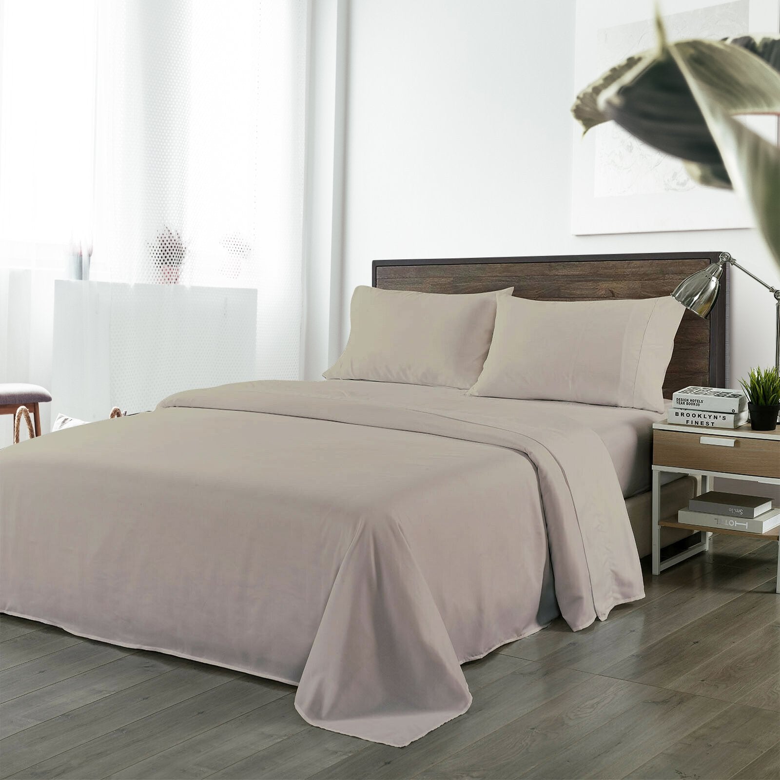 Royal Comfort Bamboo Blended Sheet & Pillowcases Set 1000TC Ultra Soft Bedding Double Warm Grey - Bedzy Australia