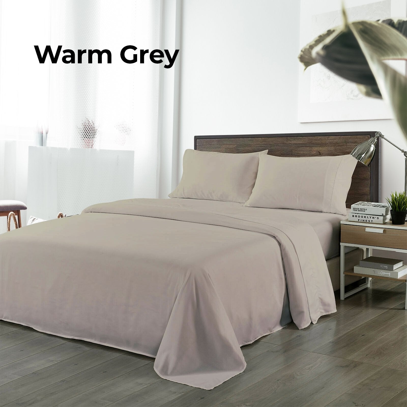 Royal Comfort Bamboo Blended Sheet & Pillowcases Set 1000TC Ultra Soft Bedding Double Warm Grey - Bedzy Australia