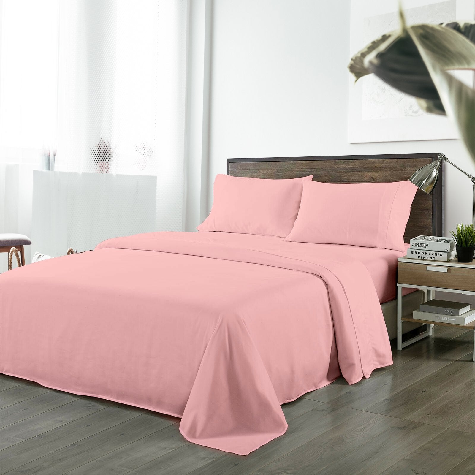 Royal Comfort Bamboo Blended Sheet & Pillowcases Set 1000TC Ultra Soft Bedding King Blush - Bedzy Australia