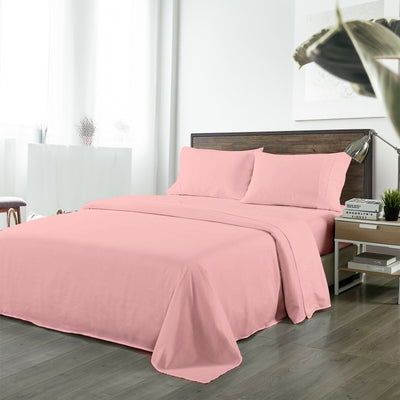 Royal Comfort Bamboo Blended Sheet & Pillowcases Set 1000TC Ultra Soft Bedding King Blush - Bedzy Australia