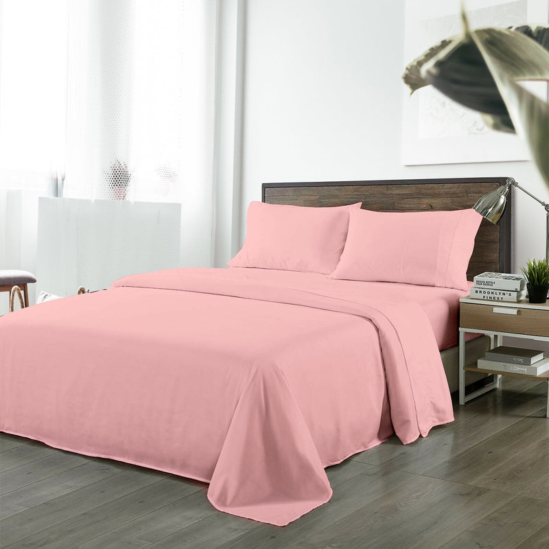 Royal Comfort Bamboo Blended Sheet & Pillowcases Set 1000TC Ultra Soft Bedding King Blush - Bedzy Australia