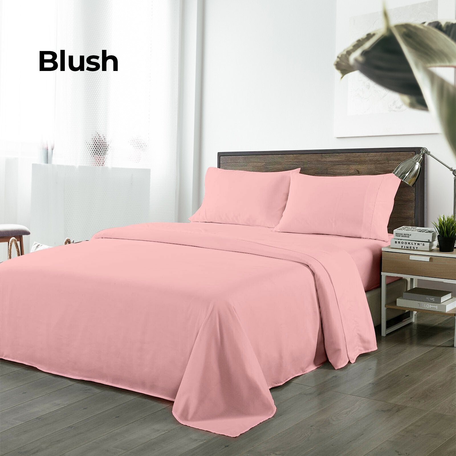 Royal Comfort Bamboo Blended Sheet & Pillowcases Set 1000TC Ultra Soft Bedding King Blush - Bedzy Australia