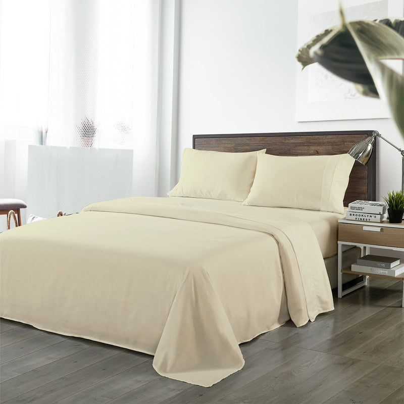 Royal Comfort Bamboo Blended Sheet & Pillowcases Set 1000TC Ultra Soft Bedding King Ivory - Bedzy Australia