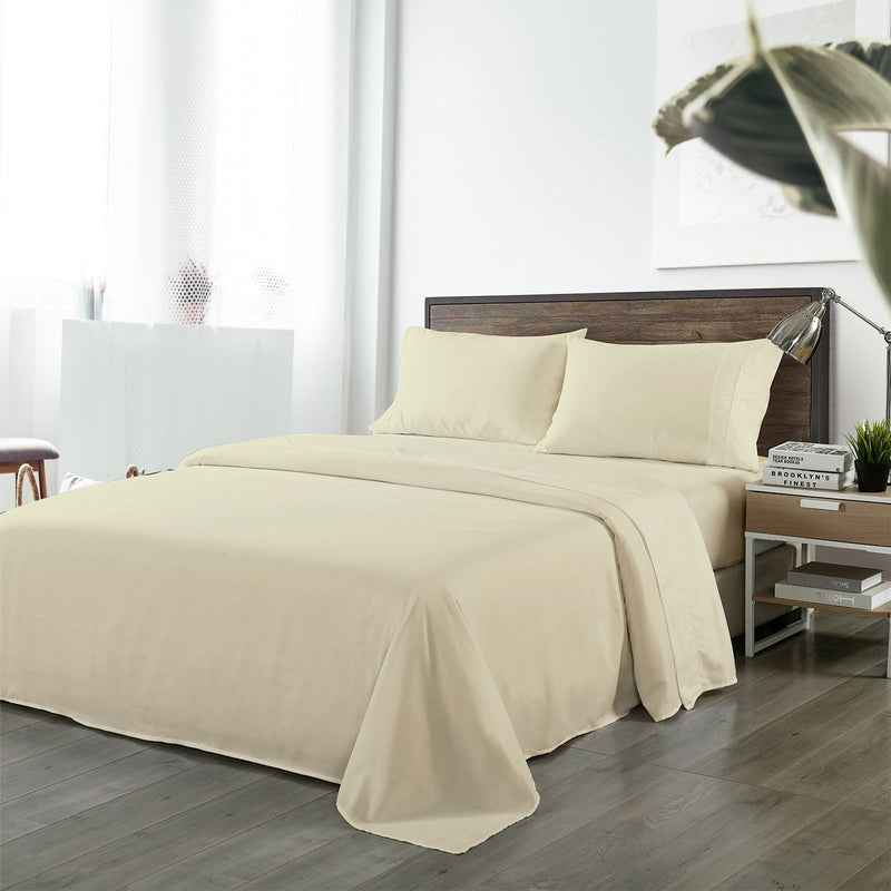 Royal Comfort Bamboo Blended Sheet & Pillowcases Set 1000TC Ultra Soft Bedding King Ivory - Bedzy Australia