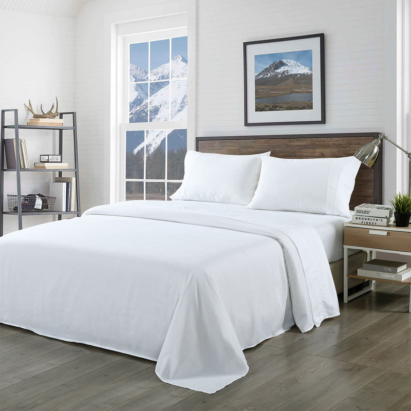Royal Comfort Bamboo Blended Sheet & Pillowcases Set 1000TC Ultra Soft Bedding King White - Bedzy Australia