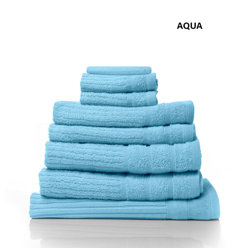 Royal Comfort Eden Egyptian Cotton 600GSM 8 Piece Luxury Bath Towels Set 8 Piece Aqua - Bedzy Australia - Home & Garden > Bathroom Accessories