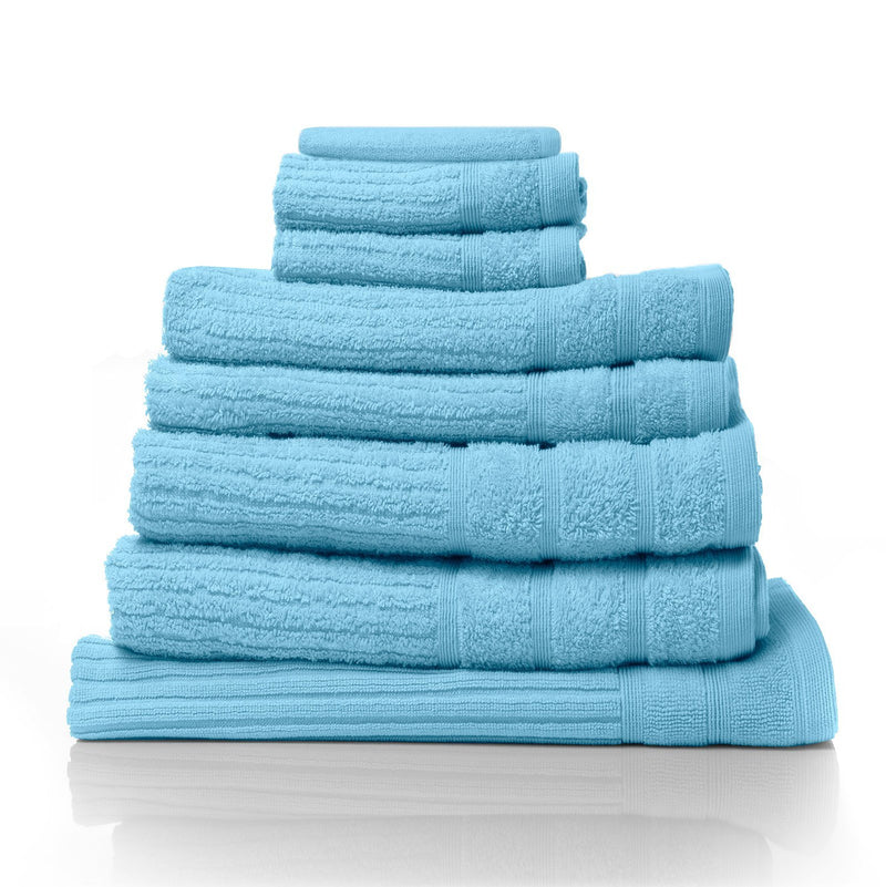 Royal Comfort Eden Egyptian Cotton 600GSM 8 Piece Luxury Bath Towels Set 8 Piece Aqua - Bedzy Australia - Home & Garden > Bathroom Accessories