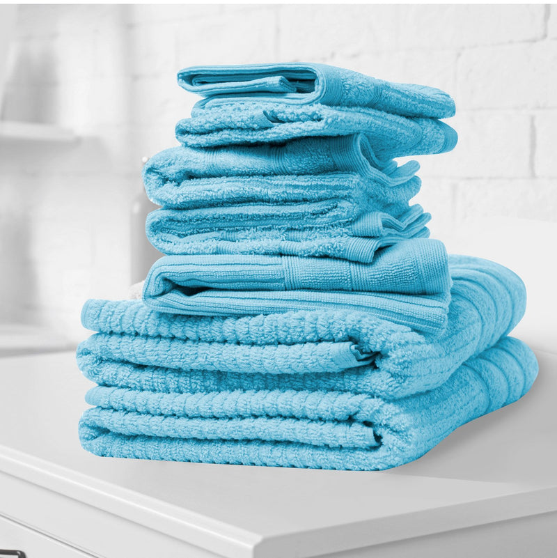 Royal Comfort Eden Egyptian Cotton 600GSM 8 Piece Luxury Bath Towels Set 8 Piece Aqua - Bedzy Australia - Home & Garden > Bathroom Accessories