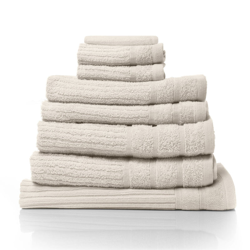 Royal Comfort Eden Egyptian Cotton 600GSM 8 Piece Luxury Bath Towels Set 8 Piece Beige - Bedzy Australia - Home & Garden > Bathroom Accessories
