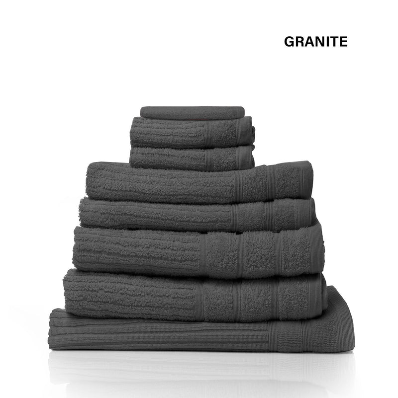 Royal Comfort Eden Egyptian Cotton 600GSM 8 Piece Luxury Bath Towels Set 8 Piece Granite - Bedzy Australia