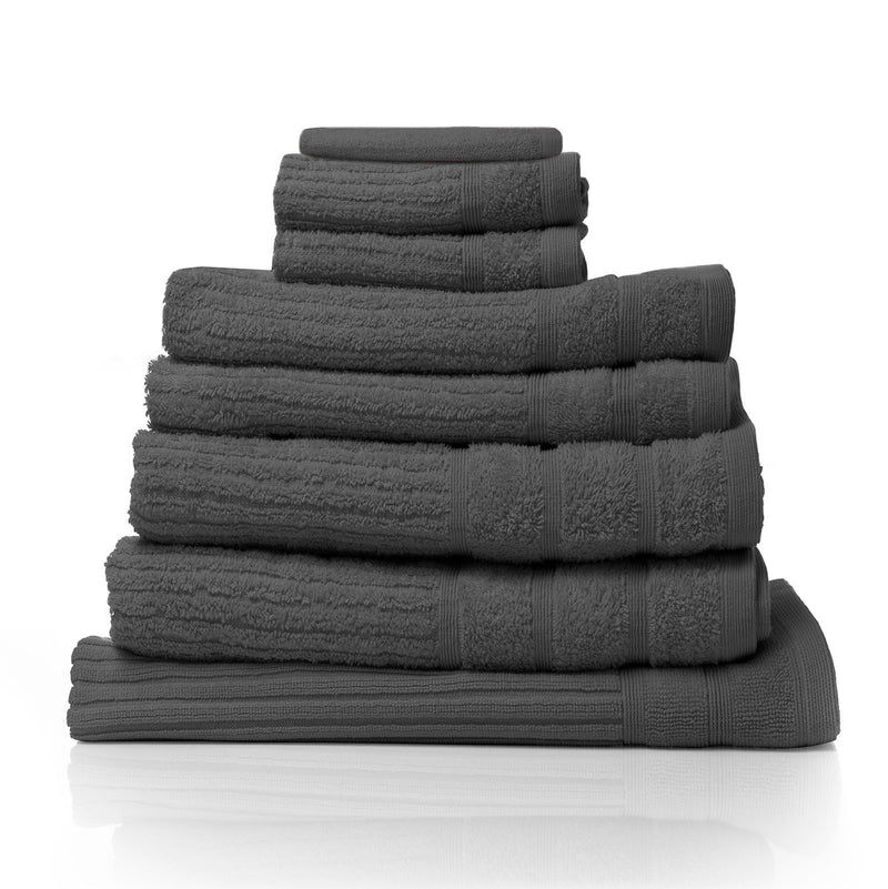 Royal Comfort Eden Egyptian Cotton 600GSM 8 Piece Luxury Bath Towels Set 8 Piece Granite - Bedzy Australia