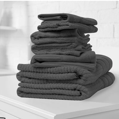 Royal Comfort Eden Egyptian Cotton 600GSM 8 Piece Luxury Bath Towels Set 8 Piece Granite - Bedzy Australia