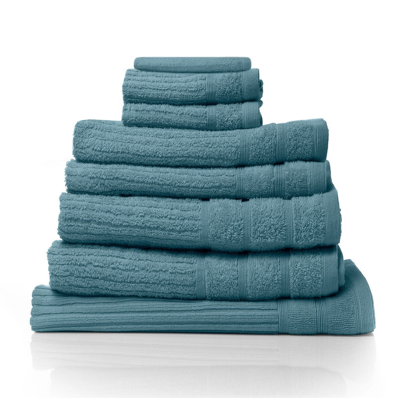 Royal Comfort Eden Egyptian Cotton 600GSM 8 Piece Luxury Bath Towels Set 8 Piece Turquoise - Bedzy Australia - Home & Garden > Bathroom Accessories