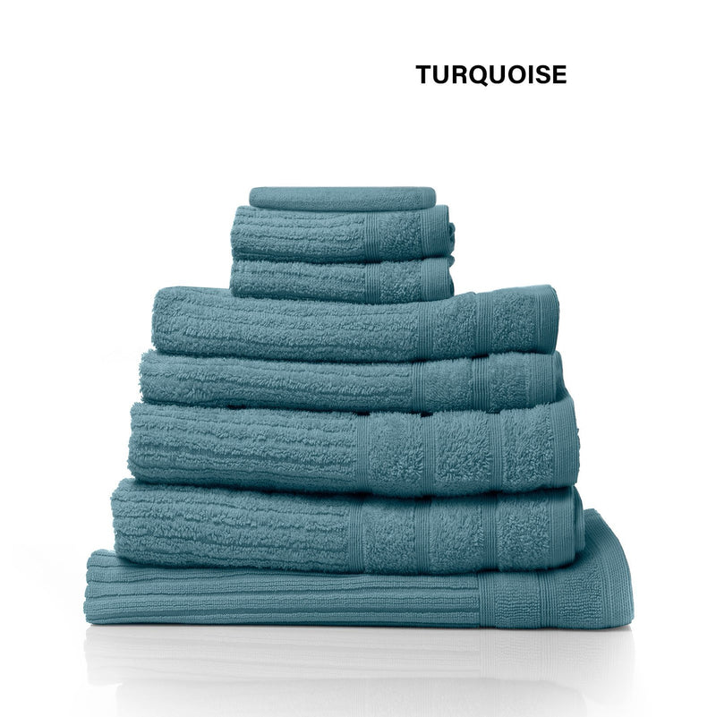 Royal Comfort Eden Egyptian Cotton 600GSM 8 Piece Luxury Bath Towels Set 8 Piece Turquoise - Bedzy Australia - Home & Garden > Bathroom Accessories
